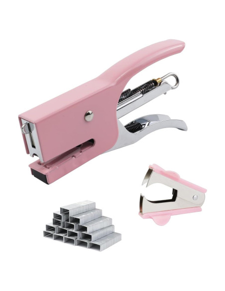 Grapadora de Mano Aacehlh Rosa Mini 15 Hojas + 750 Grapas