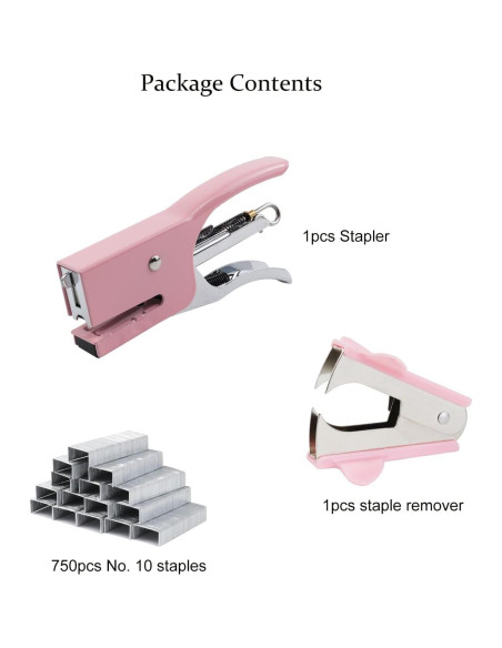 Grapadora de Mano Aacehlh Rosa Mini 15 Hojas + 750 Grapas