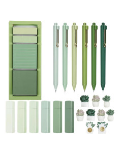 Juego de Papelería Verde Aidjoin con 6 Cintas y Bolígrafos