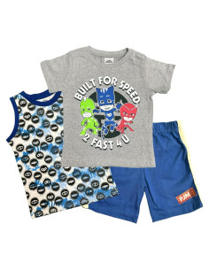 Conjunto Corto 3 Piezas PJ Masks Niños 2 a 8 Años