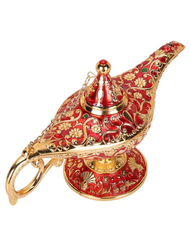 Lámpara Mágica de Aladino Vintage Oro y Rojo - Decoración y Joyería