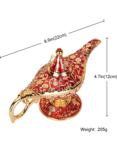 Lámpara Mágica de Aladino Vintage Oro y Rojo - Decoración y Joyería 2