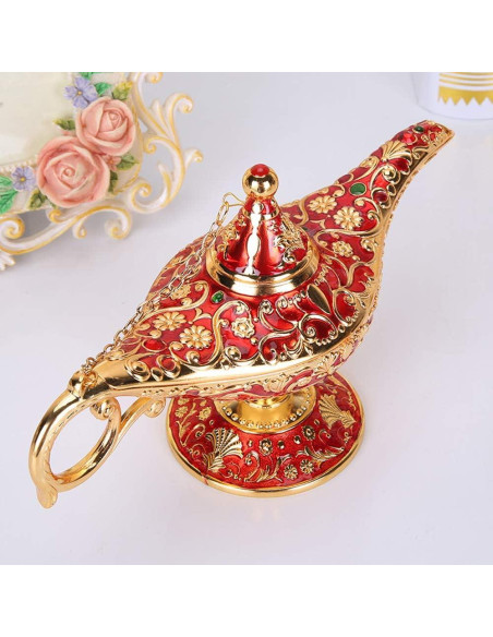 Lámpara Mágica de Aladino Vintage Oro y Rojo - Decoración y Joyería