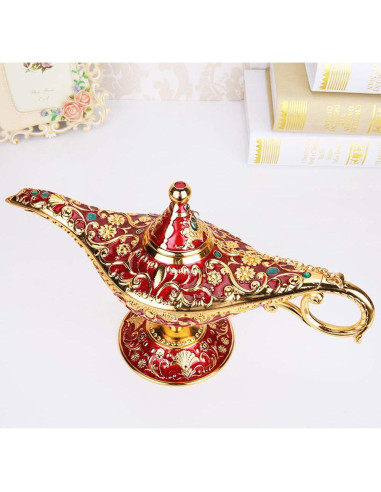 Lámpara Mágica de Aladino Vintage Oro y Rojo - Decoración y Joyería
