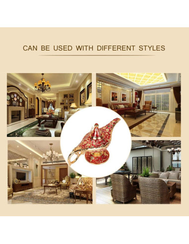 Lámpara Mágica de Aladino Vintage Oro y Rojo - Decoración y Joyería