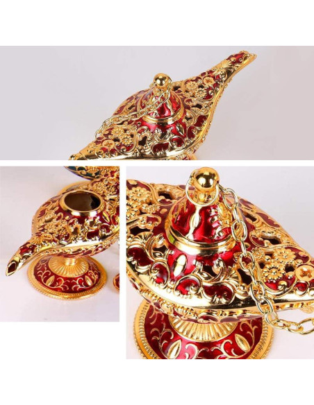 Lámpara Mágica de Aladino Vintage Oro y Rojo - Decoración y Joyería