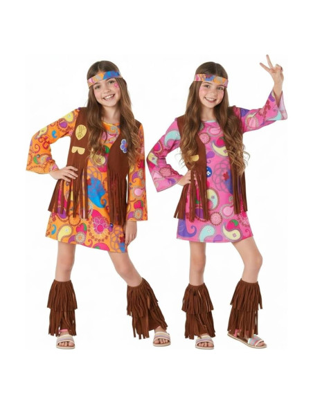 Disfraz Hippie para Niñas Morph - Conjunto 70s Mediano Rosa