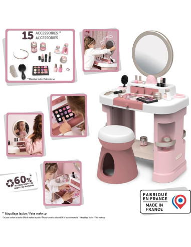 Mesa de Maquillaje Smoby con Espejo y 15 Accesorios - 3 Años