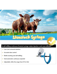 Jeringa Automática 5ml Ranch Choice para Ganado y Aves 2