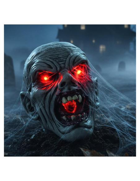 Cabeza de Zombie Solar JJALIGHTS 14.5 cm Decoración Halloween