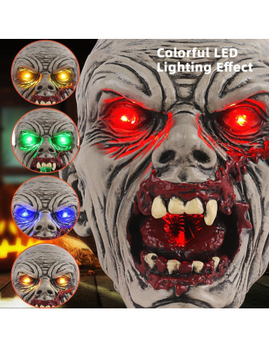 Cabeza de Zombie Solar JJALIGHTS 14.5 cm Decoración Halloween