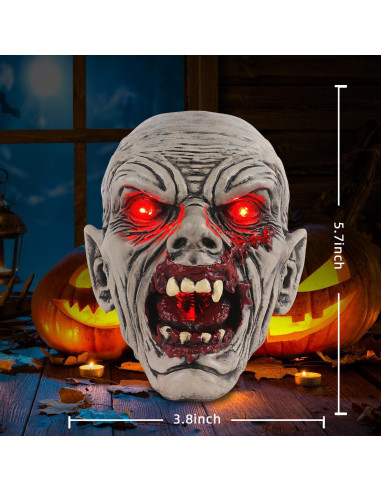 Cabeza de Zombie Solar JJALIGHTS 14.5 cm Decoración Halloween