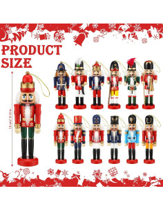 12 Adornos de Cascanueces de Madera para Navidad - Sumind 2