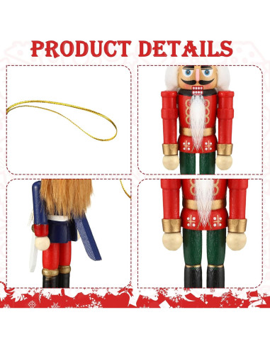 12 Adornos de Cascanueces de Madera para Navidad - Sumind