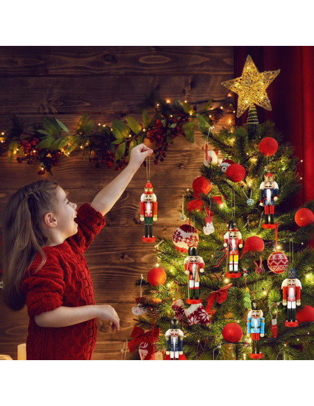 12 Adornos de Cascanueces de Madera para Navidad - Sumind