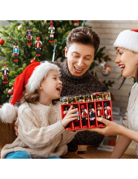 12 Adornos de Cascanueces de Madera para Navidad - Sumind