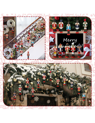 12 Adornos de Cascanueces de Madera para Navidad - Sumind