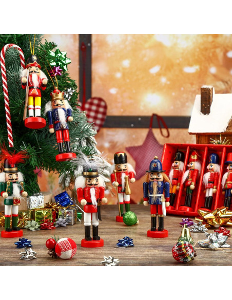 12 Adornos de Cascanueces de Madera para Navidad - Sumind