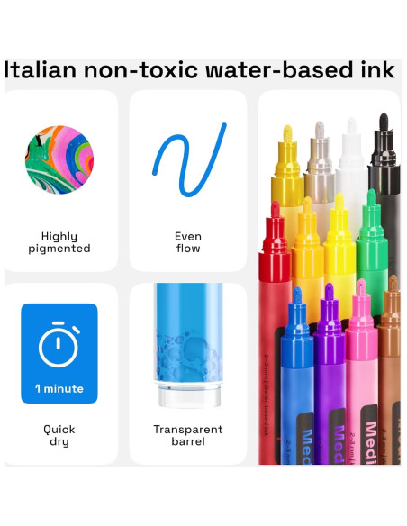 Marcadores de Pintura Acrílica ARTISTRO 12 Unidades Punta Media Marcadores de Pintura Acrílica ARTISTRO 12 Unidades Punta Media