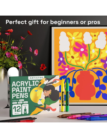 Marcadores de Pintura Acrílica ARTISTRO 12 Unidades Punta Media Marcadores de Pintura Acrílica ARTISTRO 12 Unidades Punta Media
