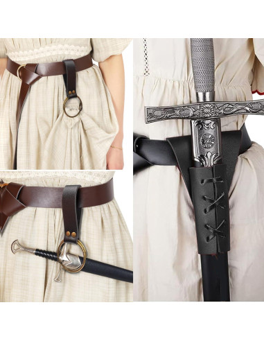 Soporte de Espada Medieval SUMGOGO con Cinturón Ajustable Negro