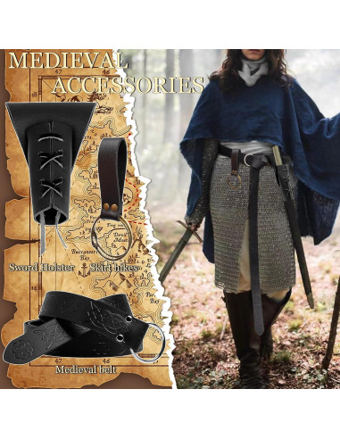 Soporte de Espada Medieval SUMGOGO con Cinturón Ajustable Negro