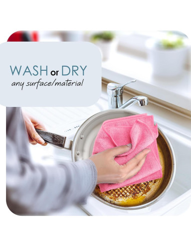 Paquete de 24 Paños de Microfibra Hearth & Harbor 30x30 cm Rosados