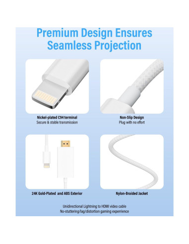 Adaptador HDMI a Lightning MFi 2m - 2K@60Hz para iPhone