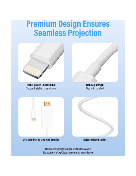Adaptador HDMI a Lightning MFi 2m - 2K@60Hz para iPhone