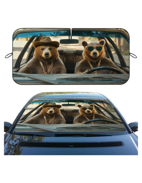 Parasol Solar ZJCYBF Oso Marrón Conduciendo 149.86x80.01 cm