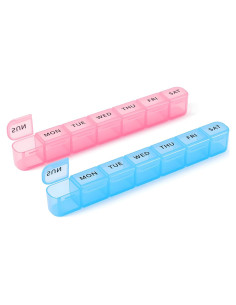 Organizador Semanal de Pastillas Daviky 2 Pack AM PM - Azul y Rosa