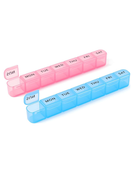 Organizador Semanal de Pastillas Daviky 2 Pack AM PM - Azul y Rosa