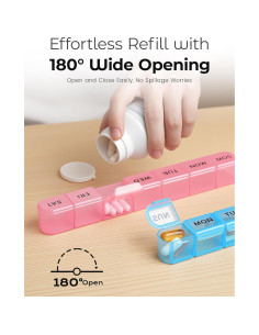 Organizador Semanal de Pastillas Daviky 2 Pack AM PM - Azul y Rosa 2