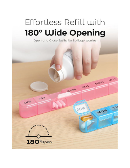 Organizador Semanal de Pastillas Daviky 2 Pack AM PM - Azul y Rosa