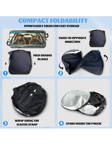 Parasol Solar ZJCYBF Oso Marrón Conduciendo 149.86x80.01 cm