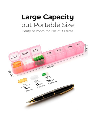 Organizador Semanal de Pastillas Daviky 2 Pack AM PM - Azul y Rosa