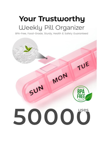 Organizador Semanal de Pastillas Daviky 2 Pack AM PM - Azul y Rosa