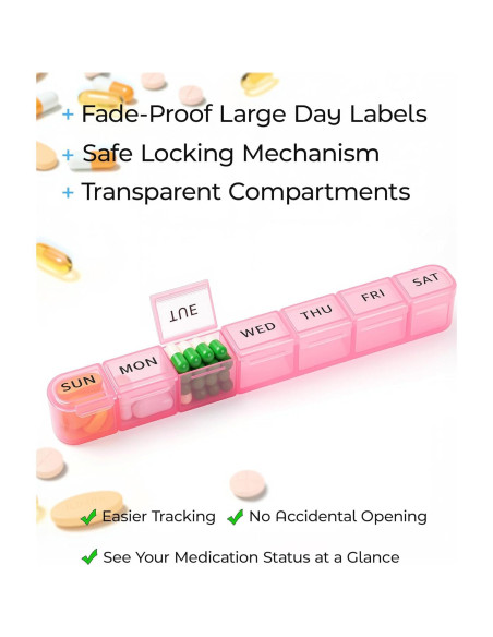 Organizador Semanal de Pastillas Daviky 2 Pack AM PM - Azul y Rosa