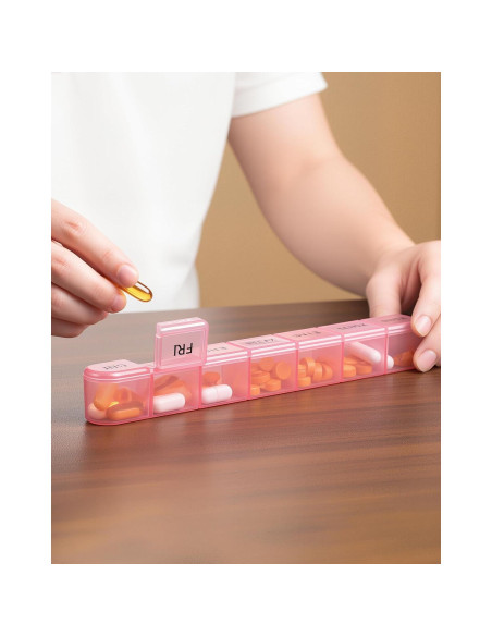 Organizador Semanal de Pastillas Daviky 2 Pack AM PM - Azul y Rosa