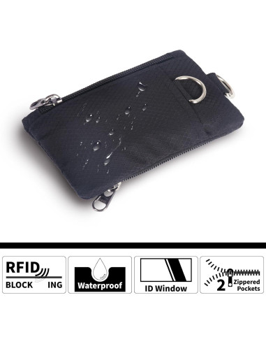 Billetera RFID TATAANTY Negra Minimalista Resistente al Agua