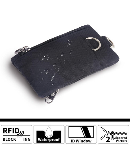 Billetera RFID TATAANTY Negra Minimalista Resistente al Agua