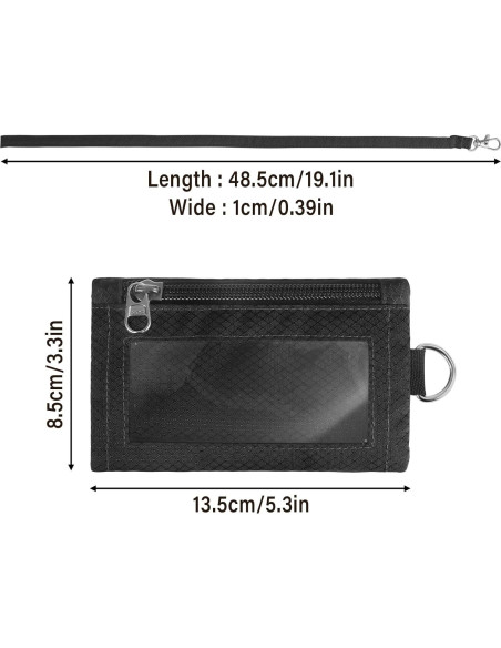Billetera RFID TATAANTY Negra Minimalista Resistente al Agua