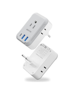 Adaptador de Enchufe de Viaje BESTEK 7 en 1 USB C Europa