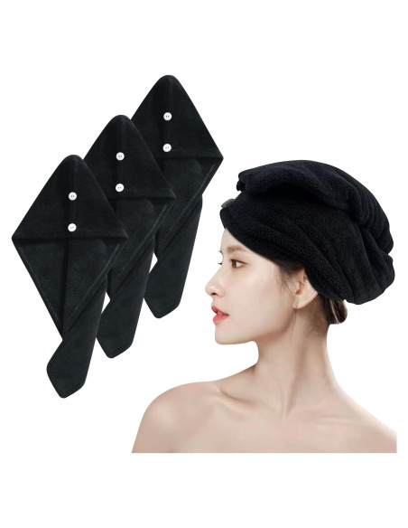 Paquete de 3 Toallas para el Cabello Genérico 65x25 cm Antifrizz