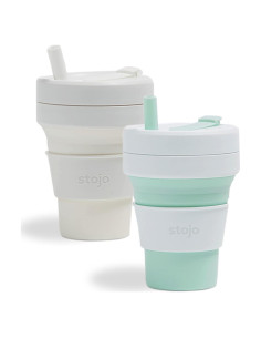 STOJO Tazas de Viaje Plegables 2-Pack 470ml Verde Menta