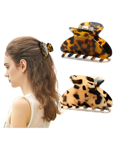 Pinzas para el Cabello EYEGLA 2 Pcs Tortuga Medianas 6.5 cm