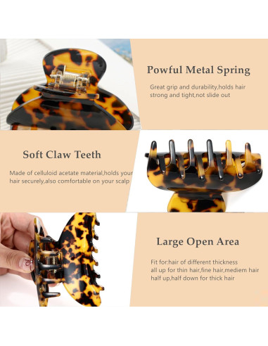 Pinzas para el Cabello EYEGLA 2 Pcs Tortuga Medianas 6.5 cm