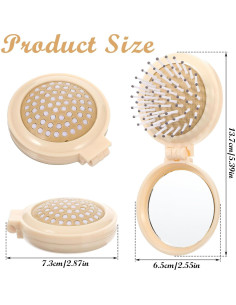 Mini Cepillo de Cabello con Espejo Psyqtsuary 6.4cm Beige 2