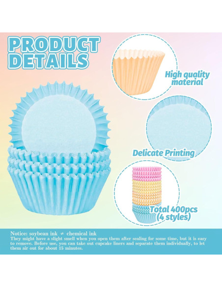 400 Forros de Cupcake Coloridos FYSUIMU 5.08 cm Desechables