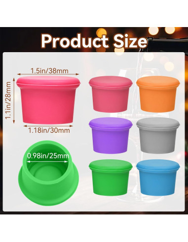 Juego de 6 Tapones de Vino Silicona EYBDYB Reutilizables